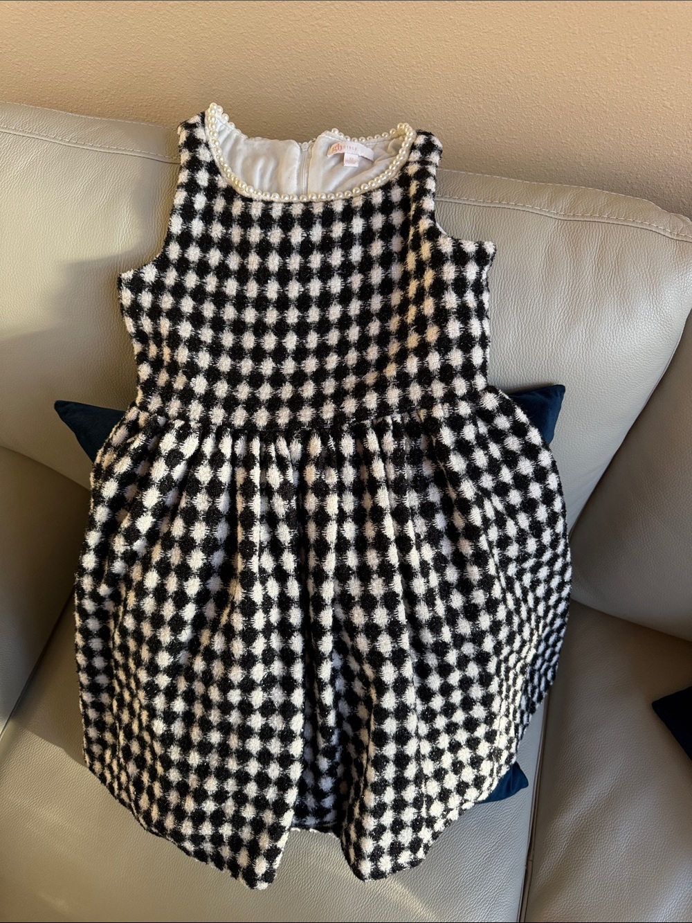 GB girls Black and White Houndstooth Formal Dress